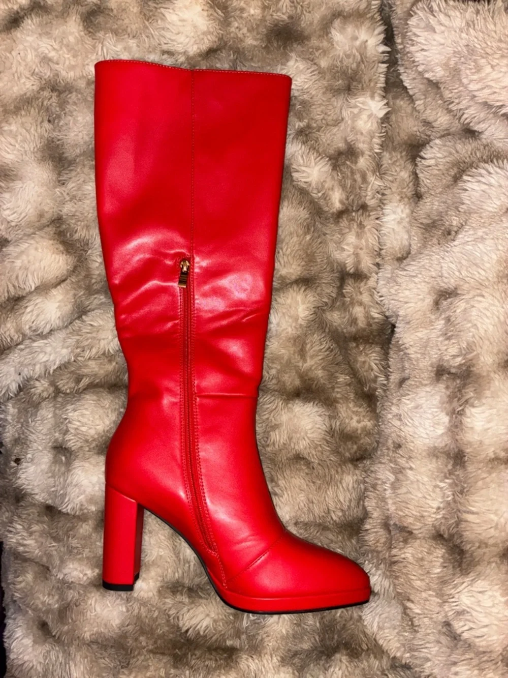 🆕 Red High Shaft Block Heel Women's Boots size 9